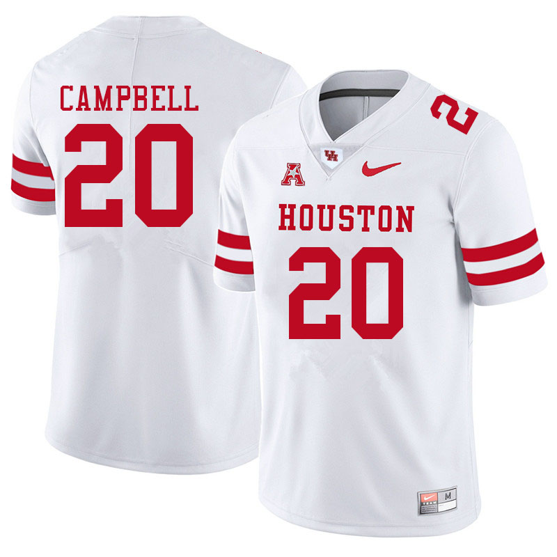 Men #20 Brandon Campbell Houston Cougars College Football Jerseys Sale-White - Click Image to Close
